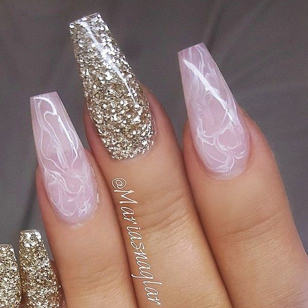 Featured image of post Pink Marble Nails With Glitter