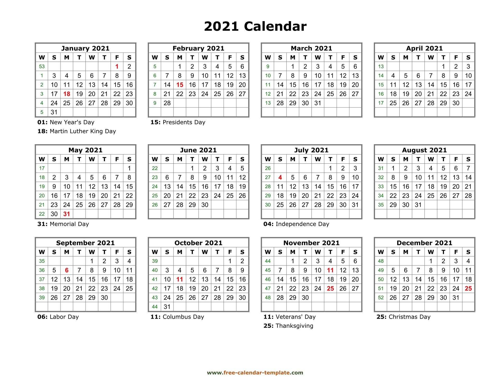 Featured image of post Yearly Month Yearly Printable Calendar 2021