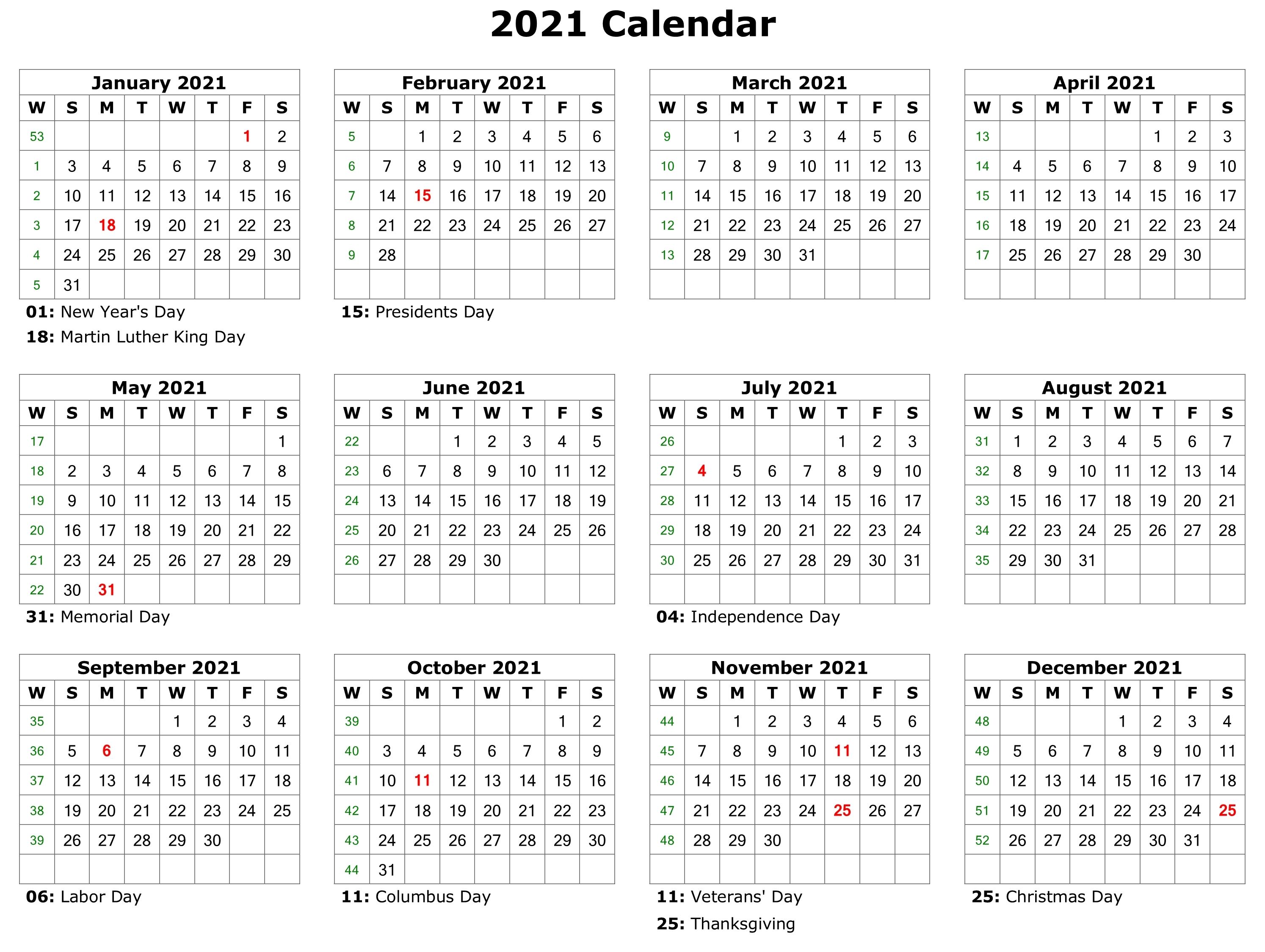 Featured image of post Yearly Printable Calendar 2021 Pdf